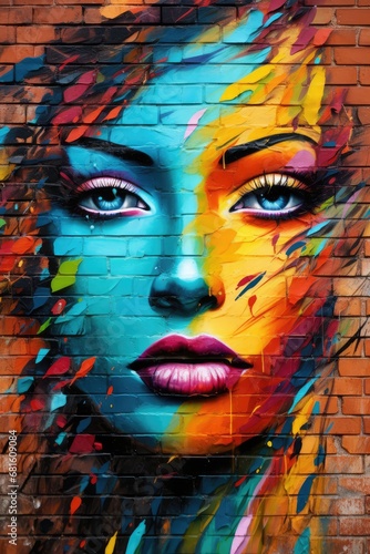 Colorful grafitti on a brick wall