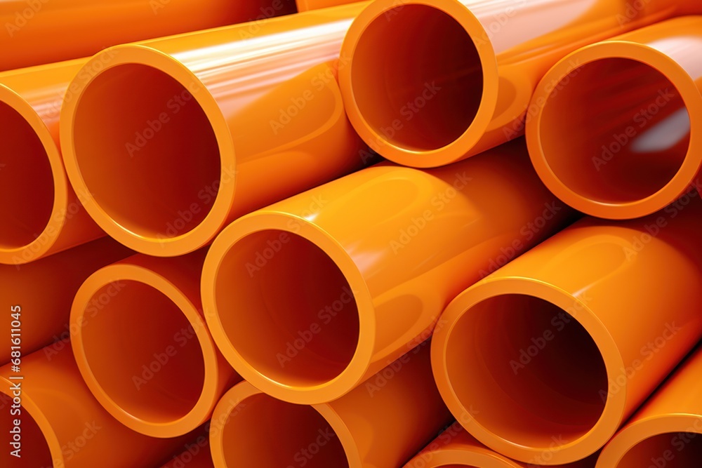 a pile of orange pipes stacked next to each other on top of a pile of other orange pipes next to each other on top of a pile of orange pipes. a pile of orange pipes stacked next to each other on top of a pile of other orange pipes next to each other on top of a pile of orange pipes.