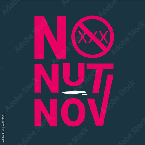 Decorative text of no nut november. Vector Illustration