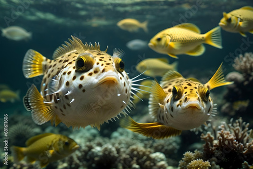 Puffer Fish a Beautiful Saltwater Coral Reef Environment