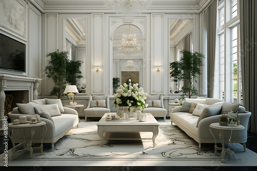 Luxury classic interior design of modern living room design generated by Ai