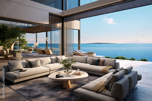 Luxury terrace with a breathtaking view of the room generated by Ai © Arif