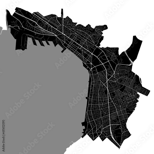 Black Thessaloniki city map, administrative area