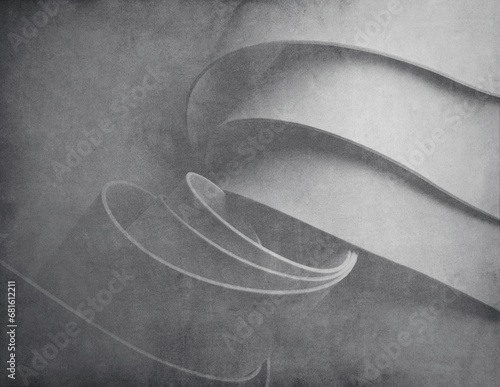 Fluid shapes grunge background, abstract architecture 