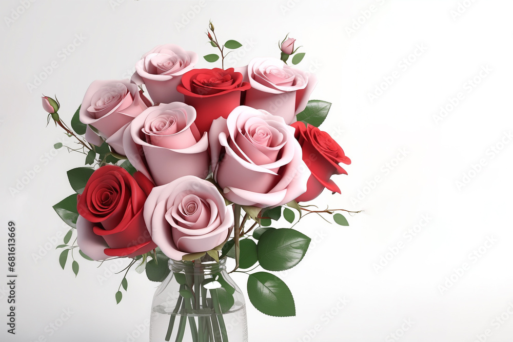 Fototapeta premium Beautiful watercolor bouquet of roses. Romantic illustration