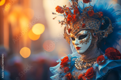 Venice Carnival background with copy space