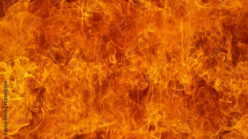 Super slow motion of fire flames isolated on black background. Filmed on high speed cinema camera at 1000 fps