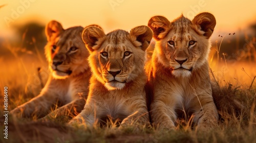 A pride of lions on the African savannah © MAY