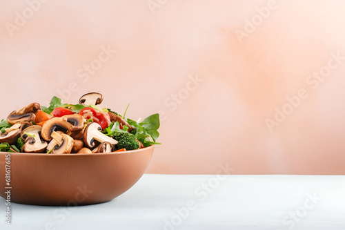 Asian mushroom salad, vegetarian, for a healthy diet. photo