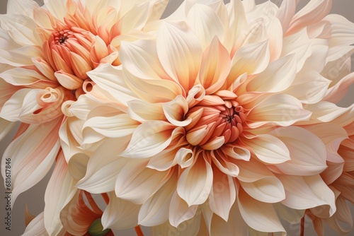  a close up of a bunch of flowers on a white and orange color scheme with a black center in the middle of the center of the center of the flower.