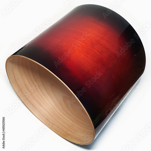 Drum shell wooden cilynder of birch plywood panited in black and red gradient fade color with glossy finish photo