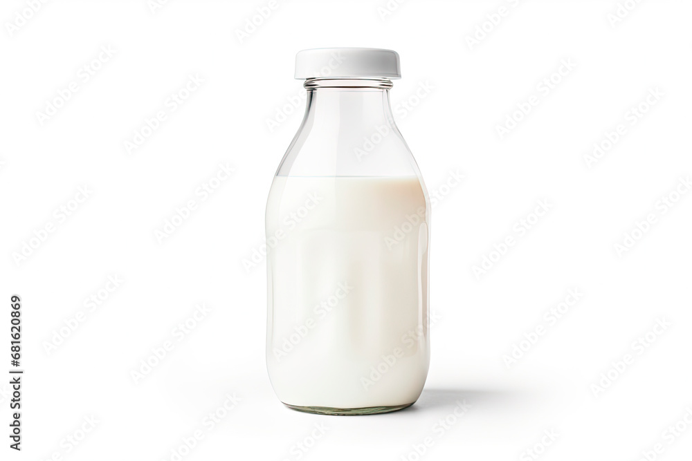 glass bottle with milk isolated on white background glass bottle with milk isolated on white background