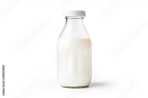 glass bottle with milk isolated on white background