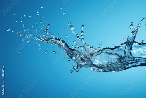  a blue background with water splashing from the top to the bottom of the image, with a blue sky in the back ground and a blue sky in the background.