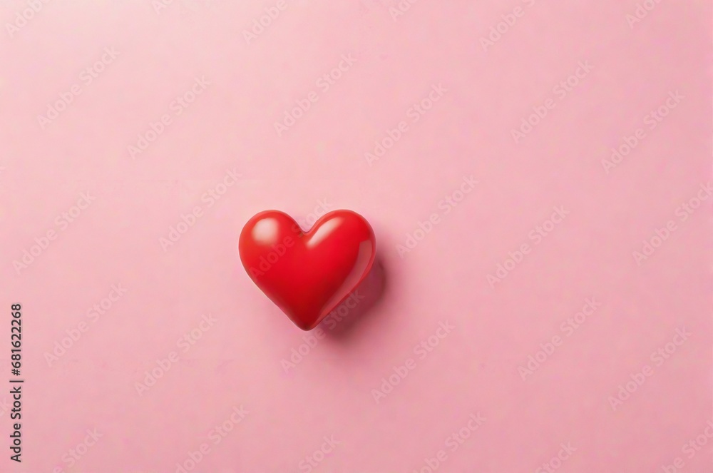  Red Love Icon Against a Soft Pink Background.