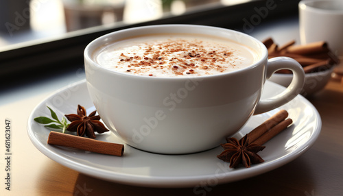 Freshness in a cup coffee  heat  spice  frothy drink  sweet food generated by AI