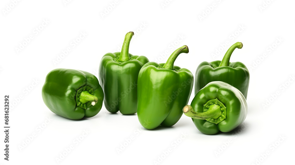 green peppers surface isolated on pure white background green peppers surface isolated on pure white background