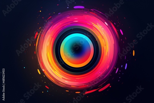 A colorful graphic with a circle in the middle