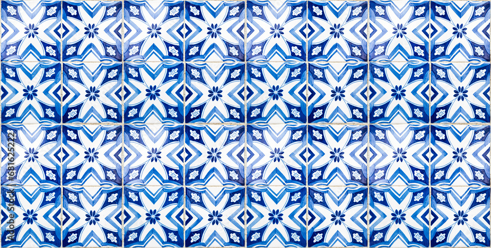 Blue floral tiles texture from Portugal, Porto and Lisbon