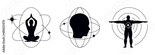 Vector abstract illustrations in modern line style with shapes and forms, graphic design templates, meditation, spirituality, mystic