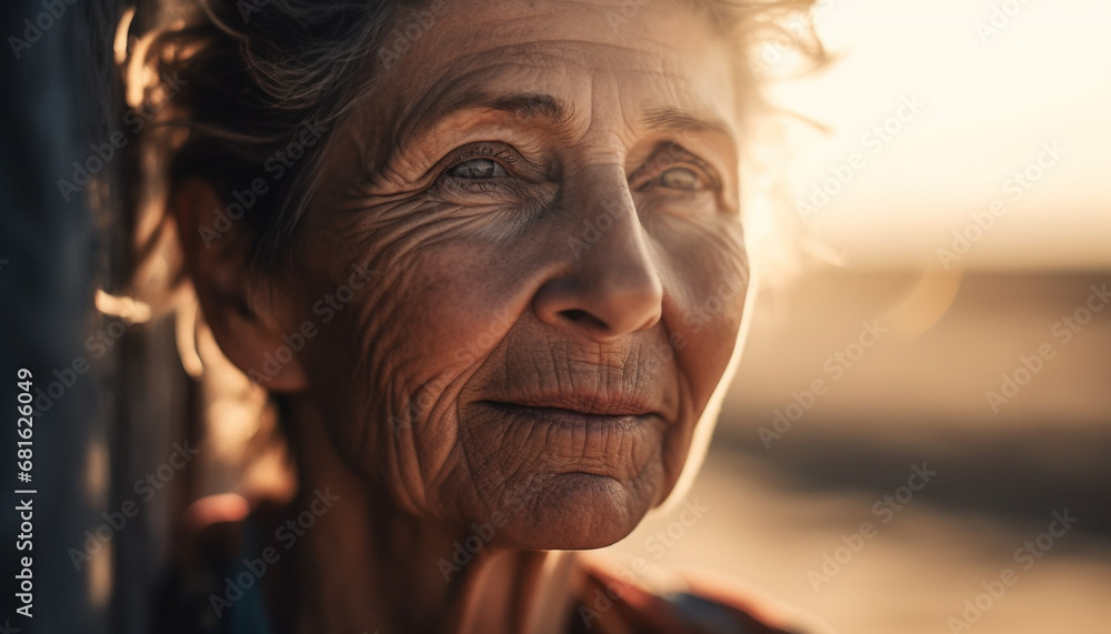Smiling senior woman looking at camera with confidence in nature generated by AI