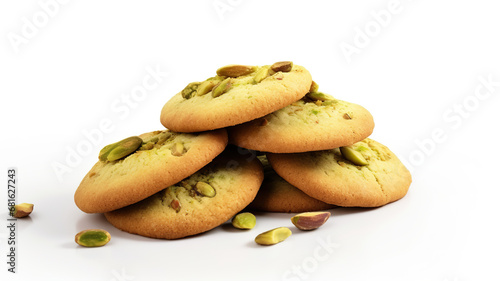 Isolated pistachio biscuits on a white background