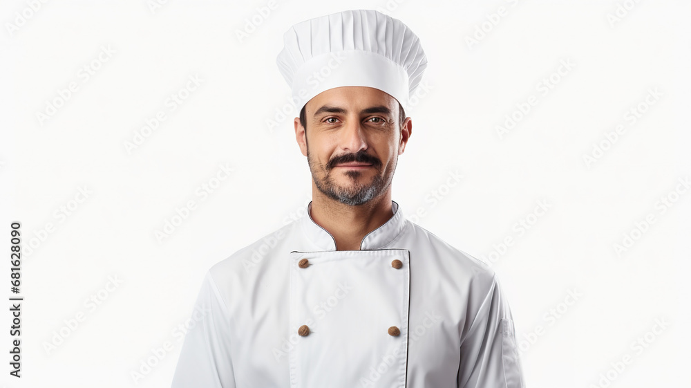 expert chef cooking alone against a stark white background expert chef cooking alone against a stark white background