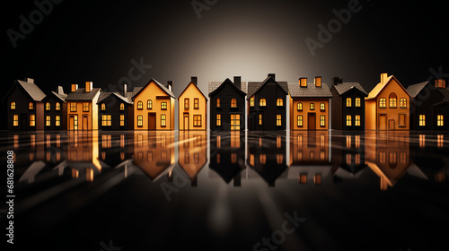 Idea casas miniatura - Inversión inmobiliaria - Negro y oro - Lujo elegante 3d render