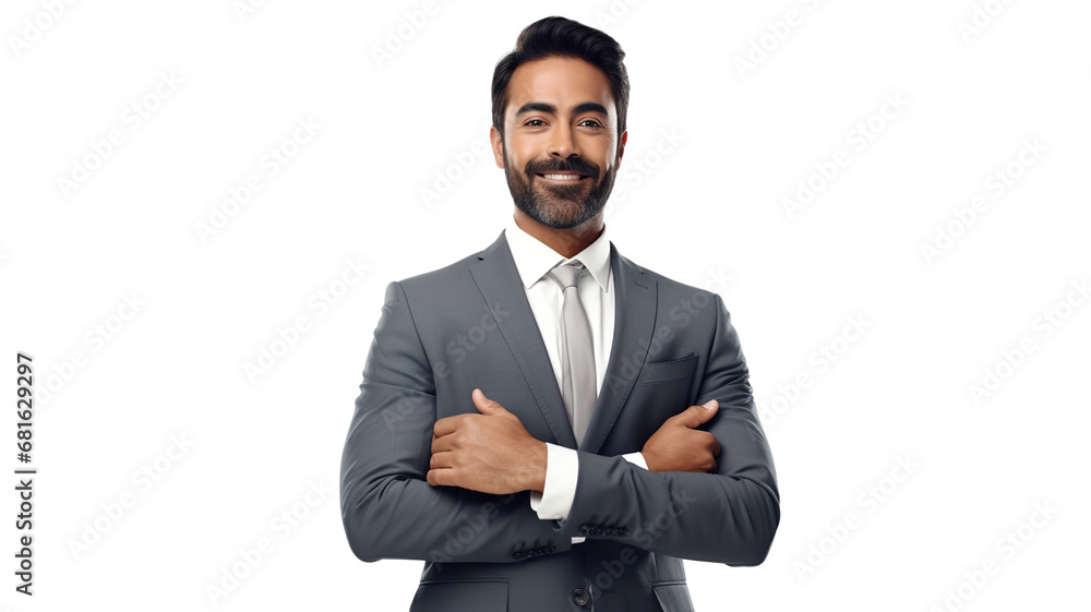Isolated on a stark white background, a young Indian businessman Isolated on a stark white background, a young Indian businessman