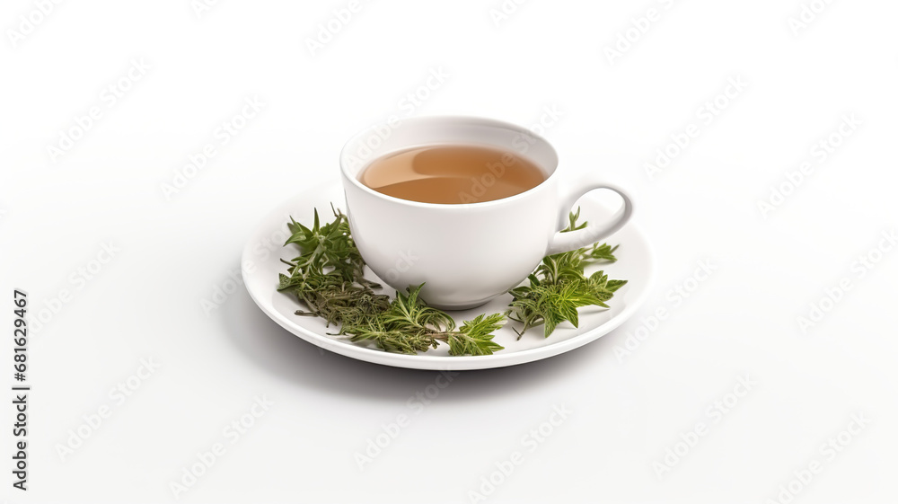 Isolated on a white background, a teapot filled with herbs Isolated on a white background, a teapot filled with herbs