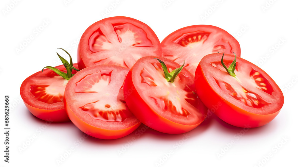 slices of tomatoes isolated on a white background slices of tomatoes isolated on a white background