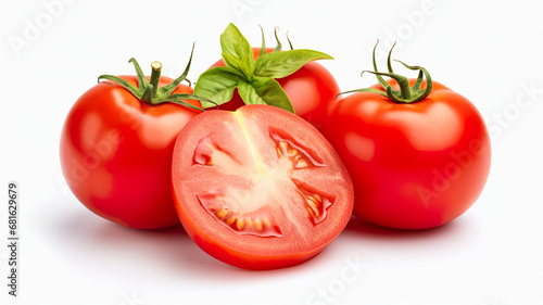 slices of tomatoes isolated on a white background
