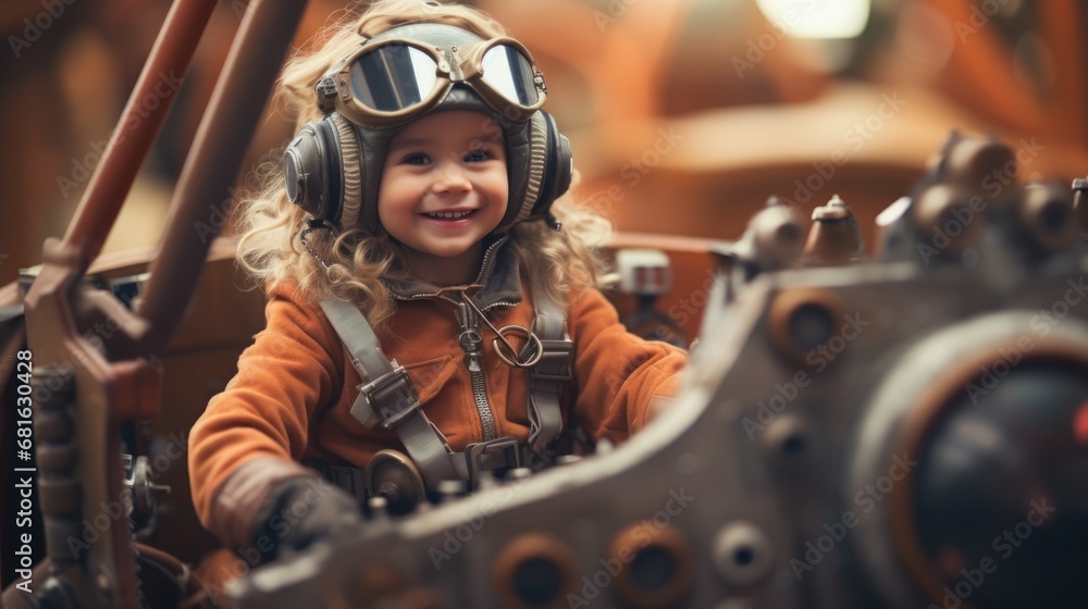 Little girl dreaming to be a pilot. Little girl dreaming to be a pilot.