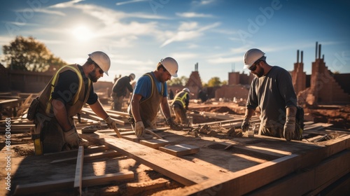 Construction workers collaborative working at a construction site, Teamwork and effective.