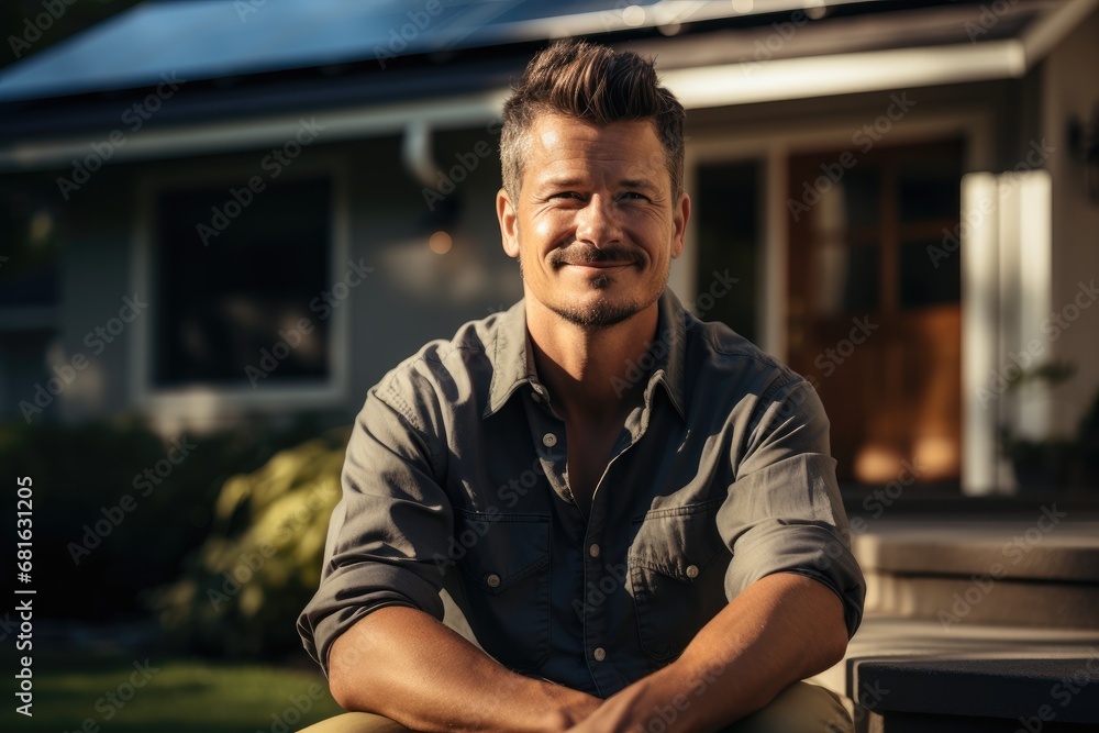 Fototapeta premium Portrait of home solar sales person.