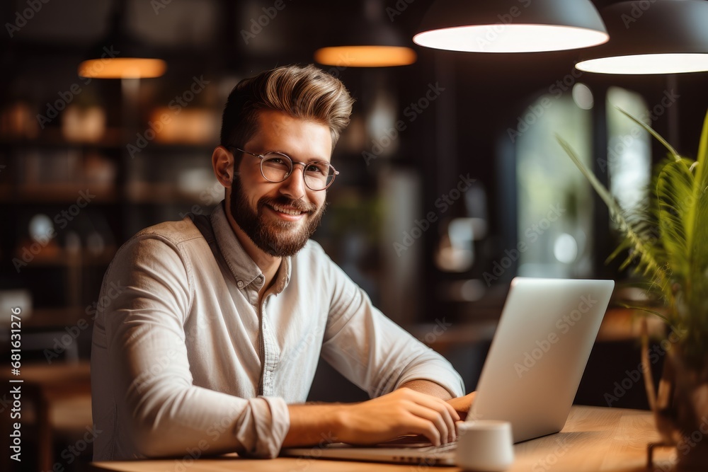 Entrepreneur working with a laptop in office. Entrepreneur working with a laptop in office.