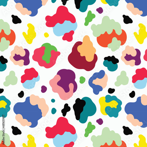 Modern seamless pattern with beautiful bright abstract elements and leopard spots. Colorful animalistic texture for for wrapping paper, fabric print, wallpaper. Contemporary art. Trendy modern style
