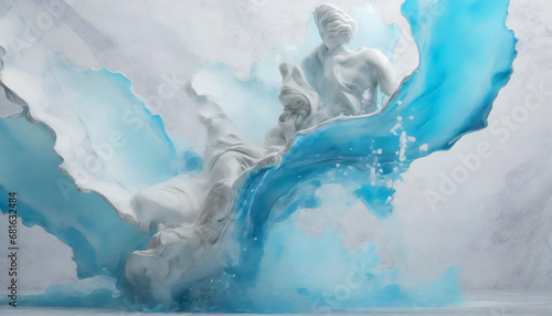Abstrakter heller unscharfer Hintergrund mit blauem Farbspritzer © Detlef Dähne