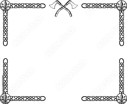 Ornate Frame with Fleur de Lis and Crossed Throwing Axes