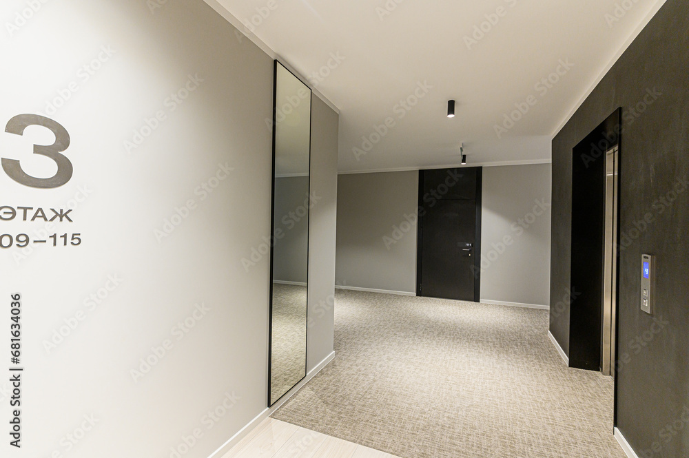 Obraz premium interior apartment public place, house entrance. doors, walls, staircase corridors
