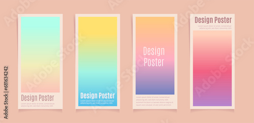 Set of trendy blur gradient posts with space for text. Vintage y2k pastel color banner collection for social media post. Minimalist blurred abstract vertical posters. vector illustration