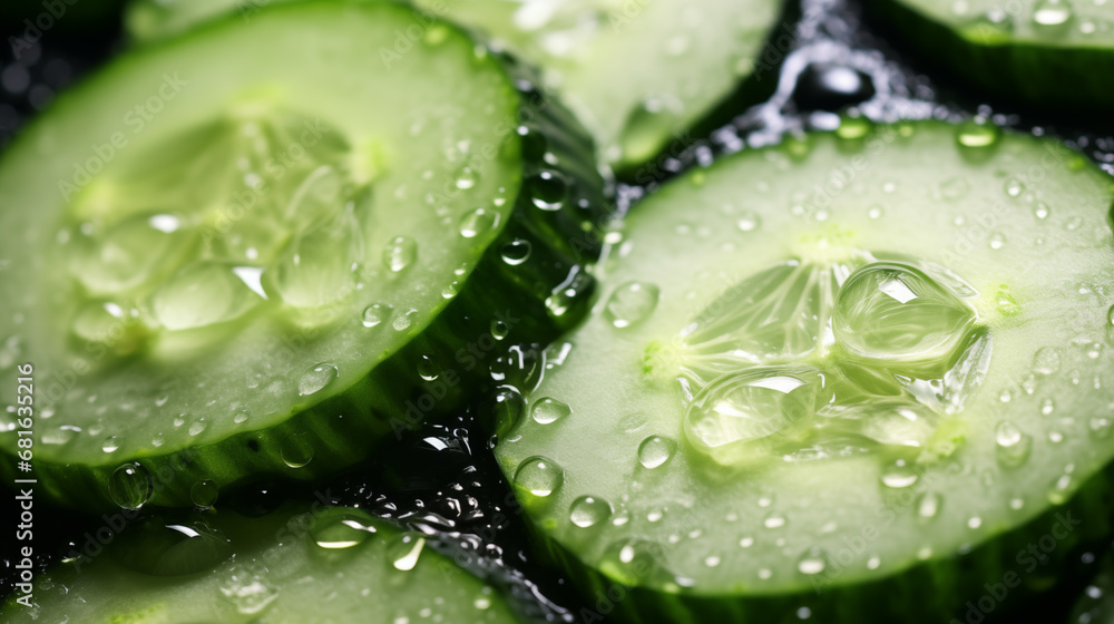 cucumber with water drops. close up cucumber with water drops. close up