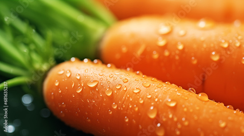 carrot with water drops. close up 