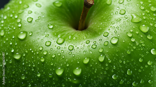 Fototapeta Naklejka Na Ścianę i Meble -  green apple with water drops. close up 