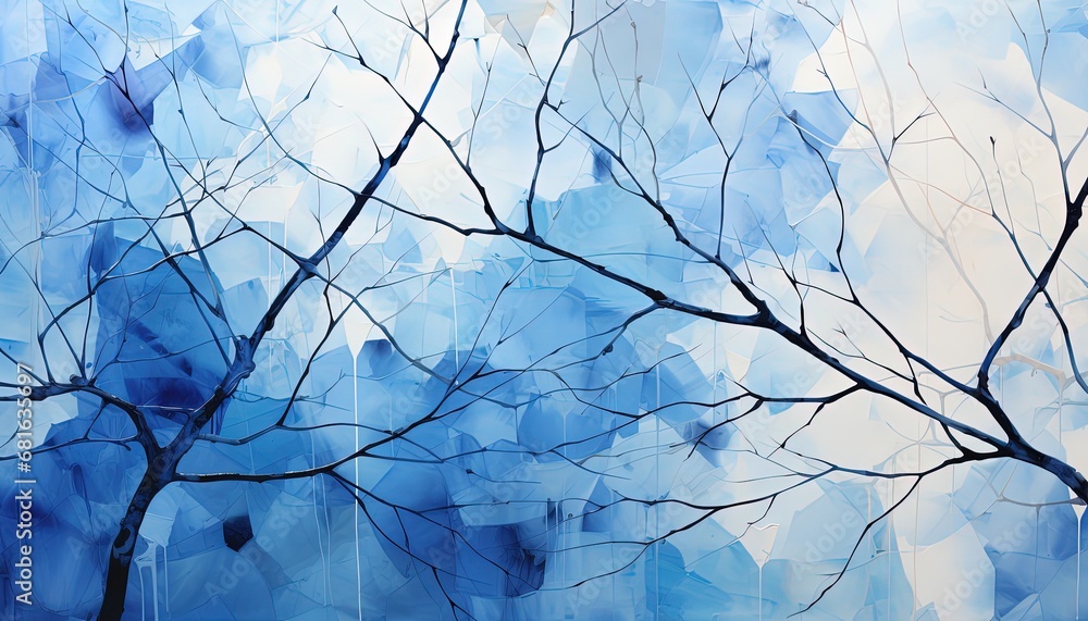Delicate Blue Tree Branches in Abstract Winter Landscape Delicate Blue Tree Branches in Abstract Winter Landscape