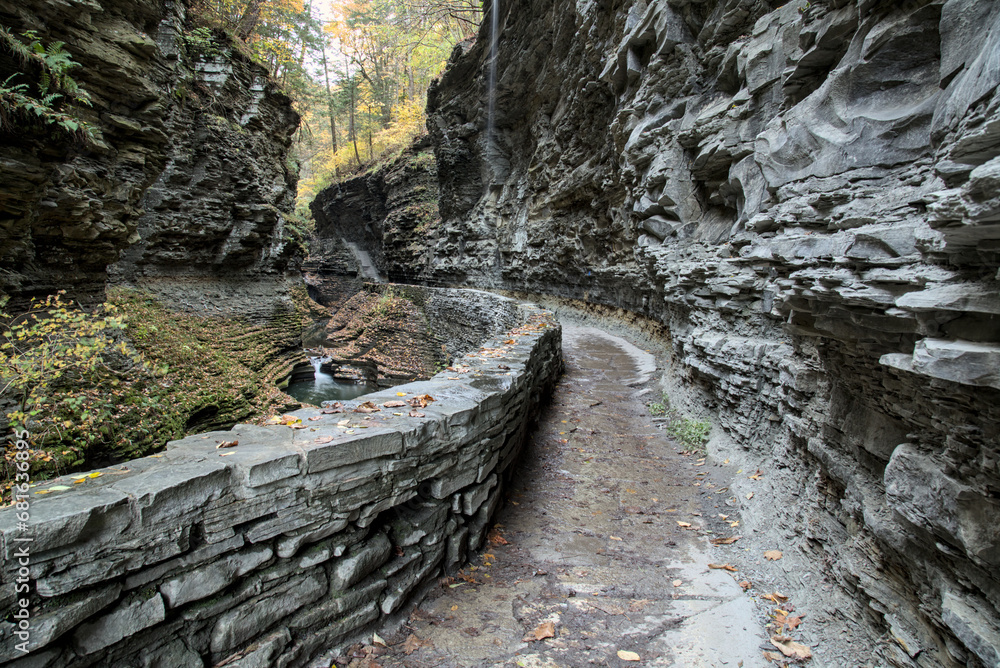 Waitkins Path Foto de stone path detail at watkins glen state park (waterfalls in a ...