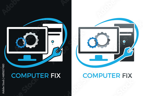 Computerreparatur, IT-Techniker, IT-Dienstleister, PC-Software - Logo, Icon