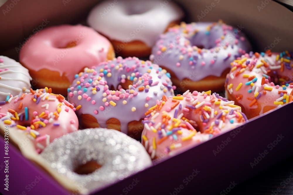 A Box Filled With Delicious Donuts in a Variety of Flavors A Box Filled With Delicious Donuts in a Variety of Flavors