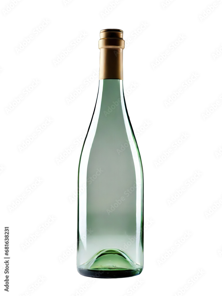 White wine bottle on isolated white / transparent background. Semi translucent glass. White wine bottle on isolated white / transparent background. Semi translucent glass.