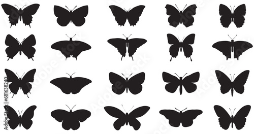 set of butterflies, butterfly silhouettes vector